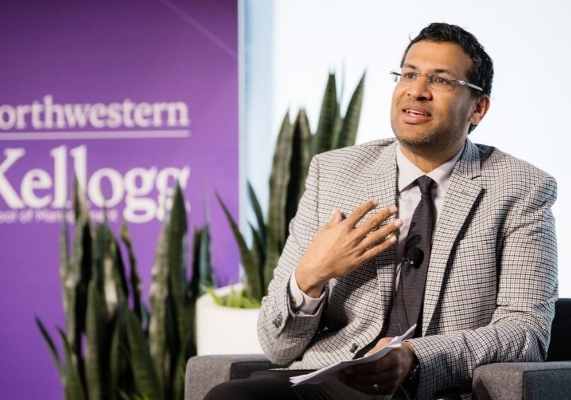 Professor Birju Shah at the India Business Conference at Northwestern University’s Kellogg School of Management. 