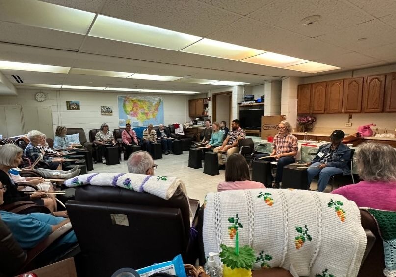 In the Cozy Chair Room, drumming is a favorite activity for CADC Members.