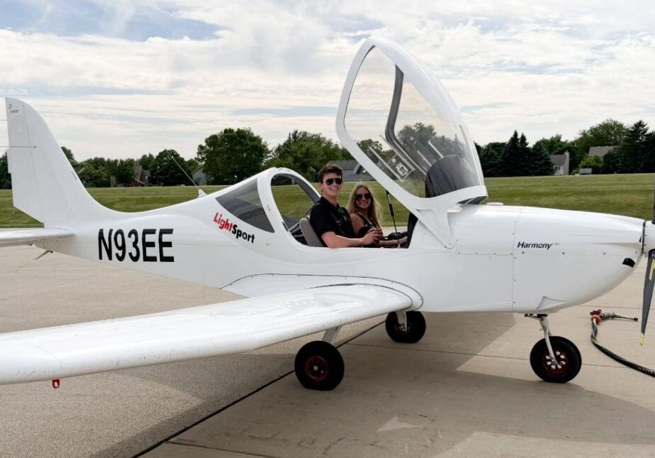 Evelyn Saxton, a junior at Hinsdale Central High School, trains with her flight instructor at JWA 
Flight School.