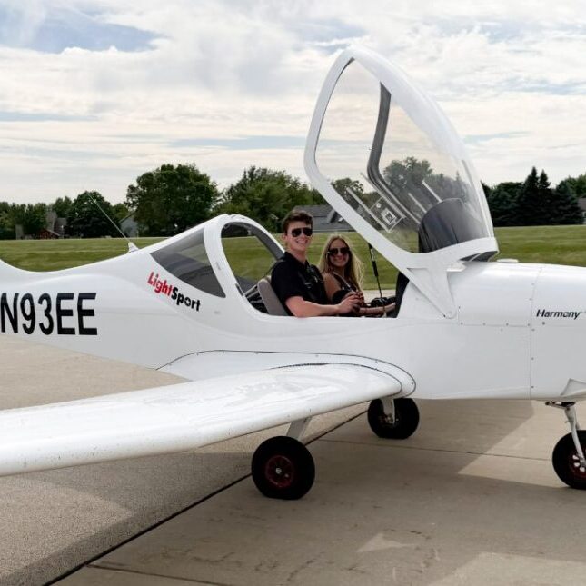 Evelyn Saxton, a junior at Hinsdale Central High School, trains with her flight instructor at JWA 
Flight School.