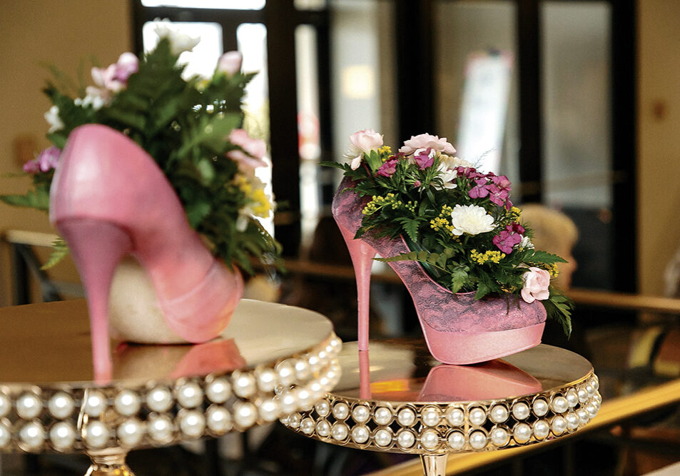 Wine Women Shoes-Floral Arrangement